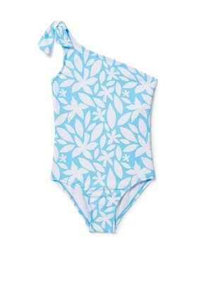 Aqua Bloom Sustainable Shoulder Tie Swimsuit
